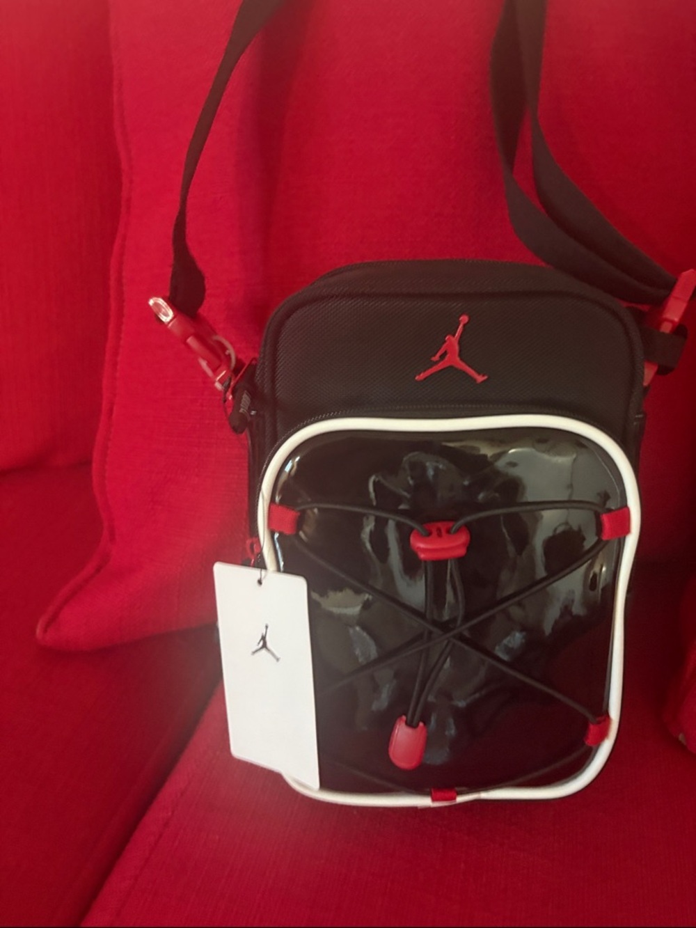 Jordan Black Crossbody Bag with Red and White Trim NWT